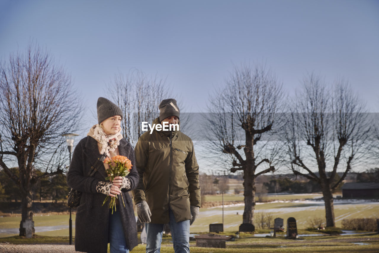 Couple at cemetery