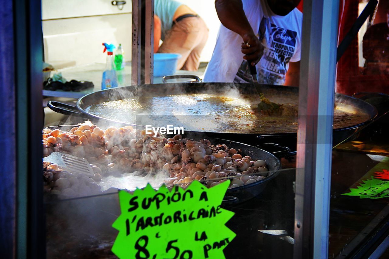 Close-up of preparing street food