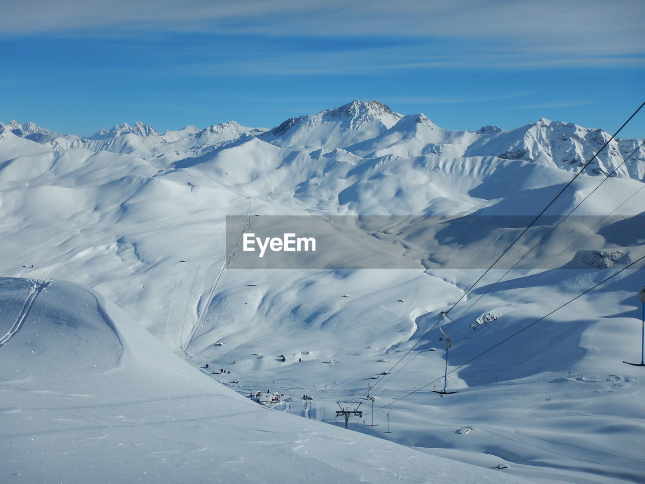 Winter panoramic view in mountain  of fideris 