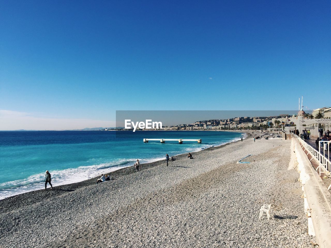 Nice on the french riviera, the beach and the promenade on a perfect sunny day