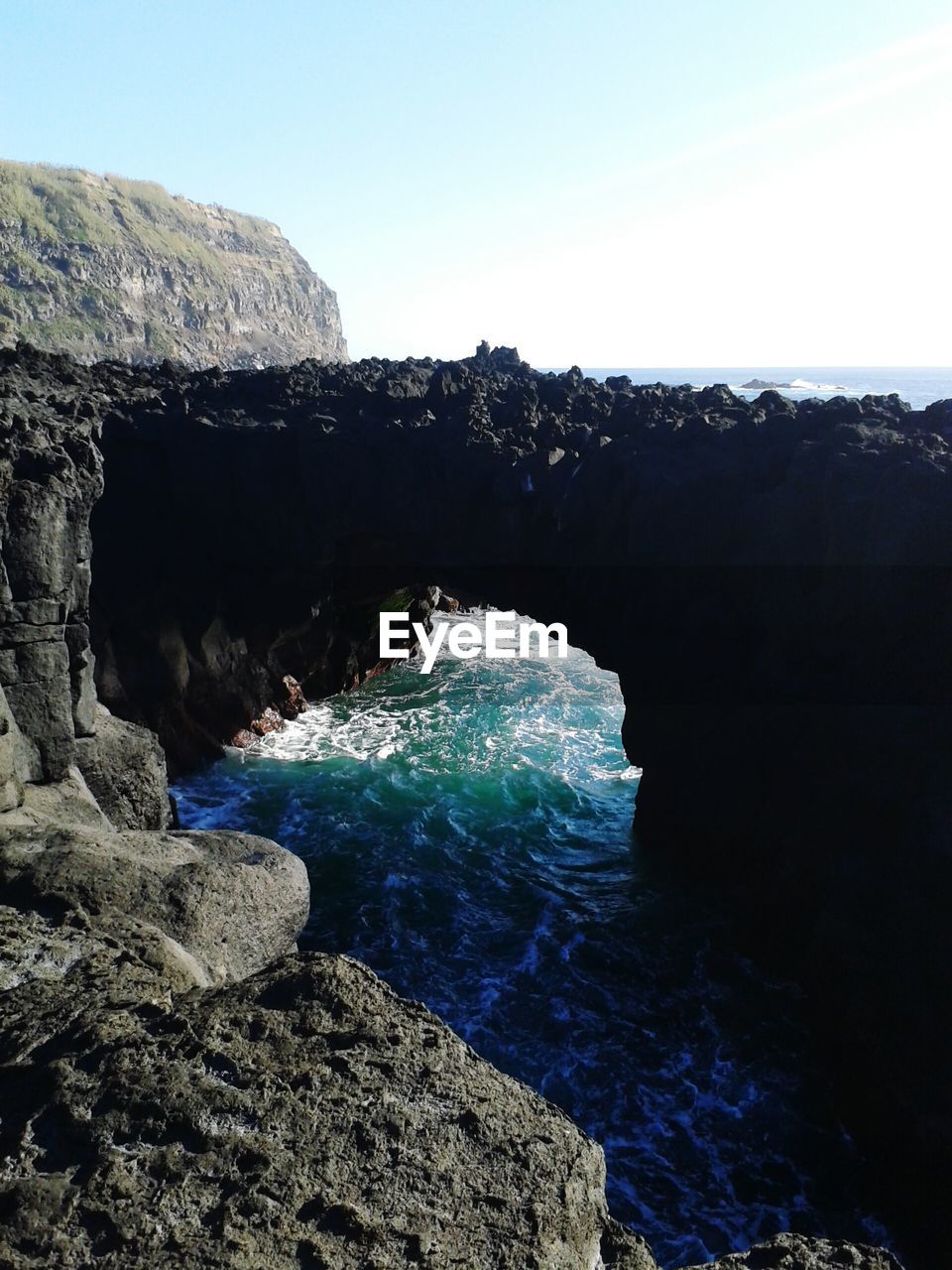 Scenic view of sea against clear sky