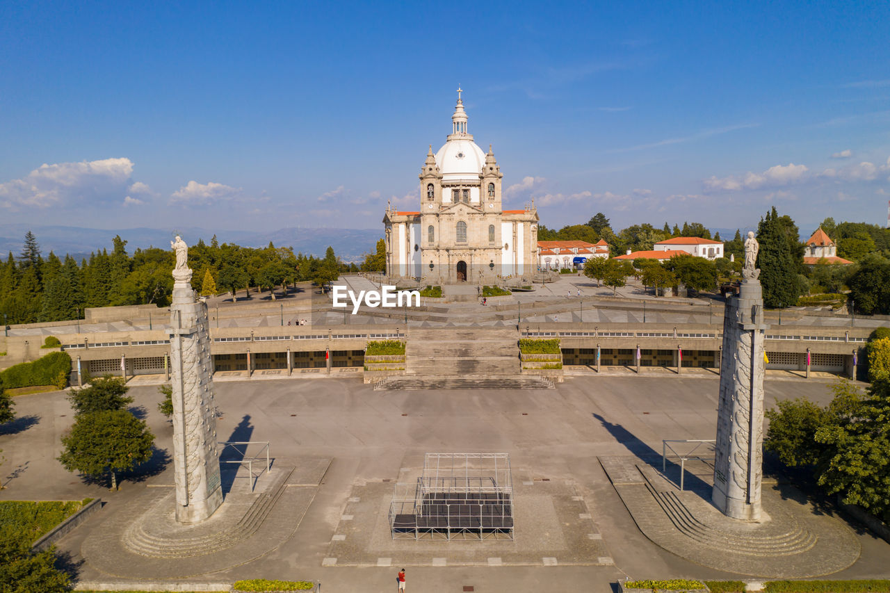 Sameiro sanctuary drone aerial view in braga, portugal