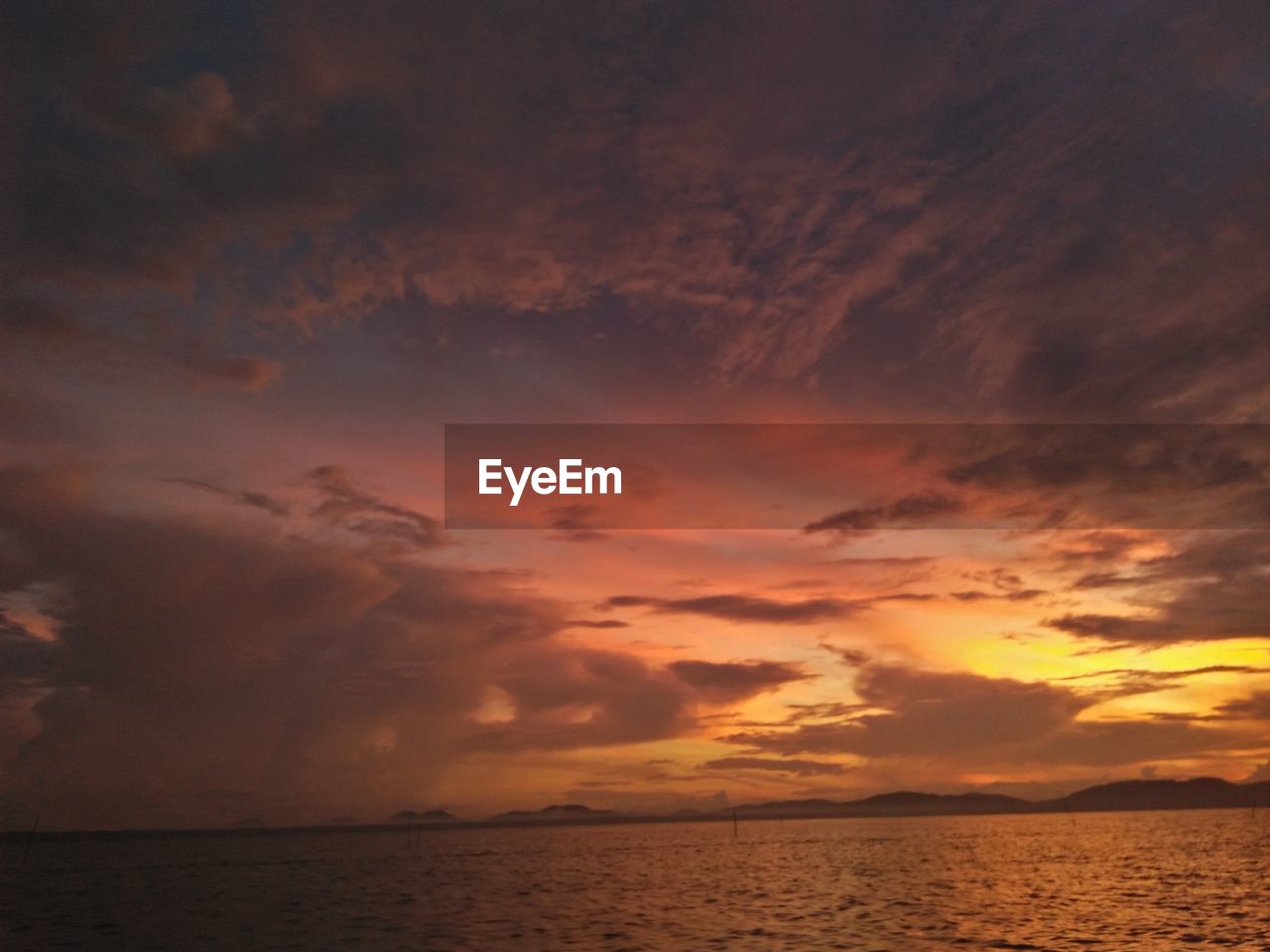 Scenic view of sea against dramatic sky