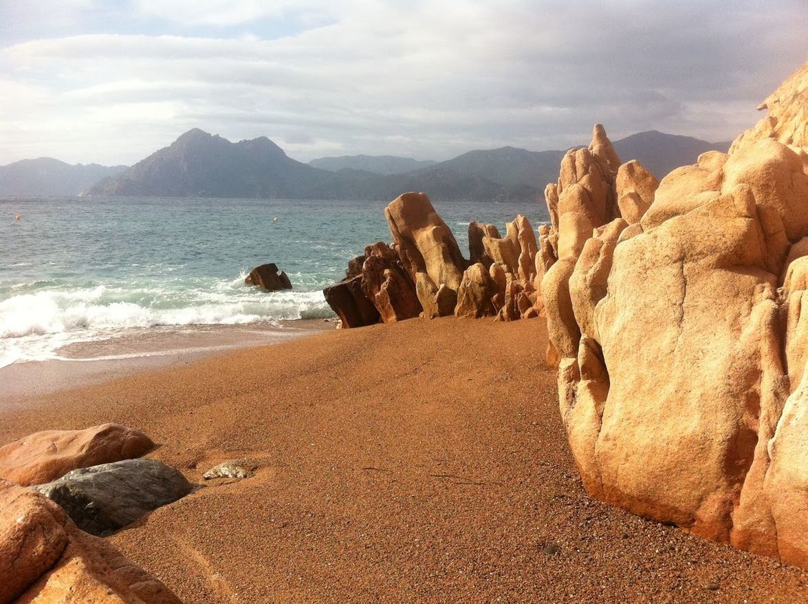 Scenic view of beach against sky