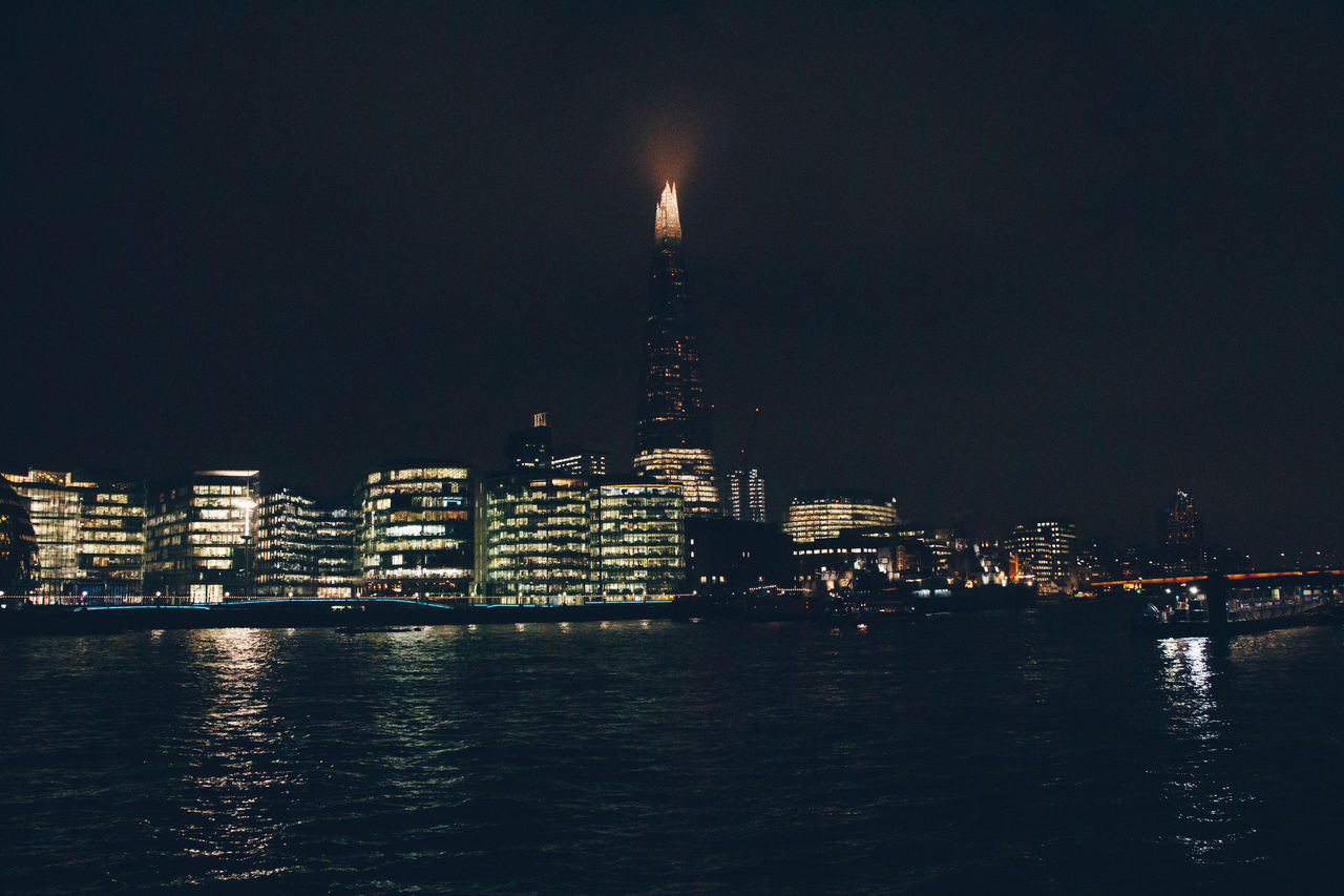 ILLUMINATED BUILDINGS AT NIGHT