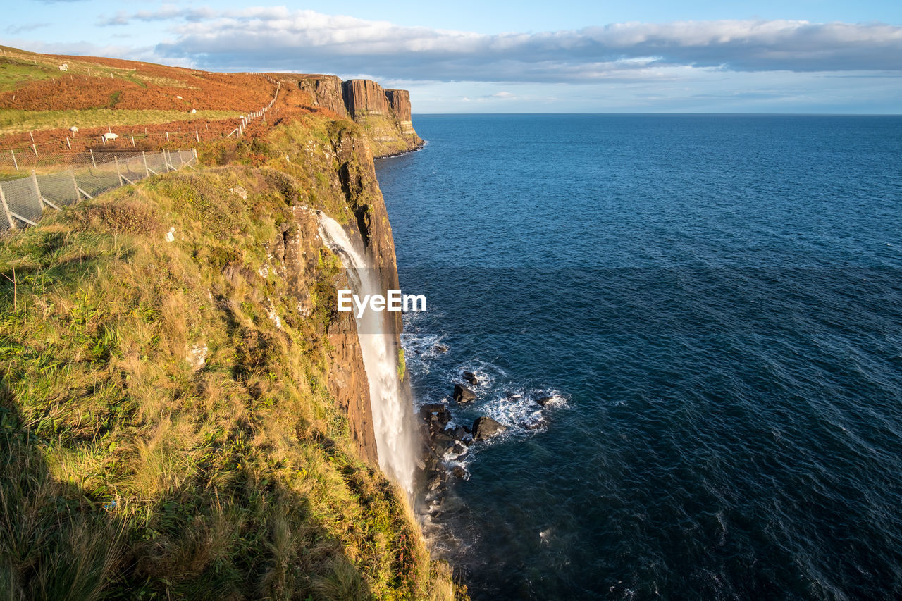 HIGH ANGLE VIEW OF SEA AND SHORE AGAINST SKY