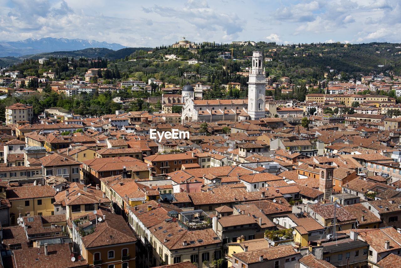 high angle view of buildings in city