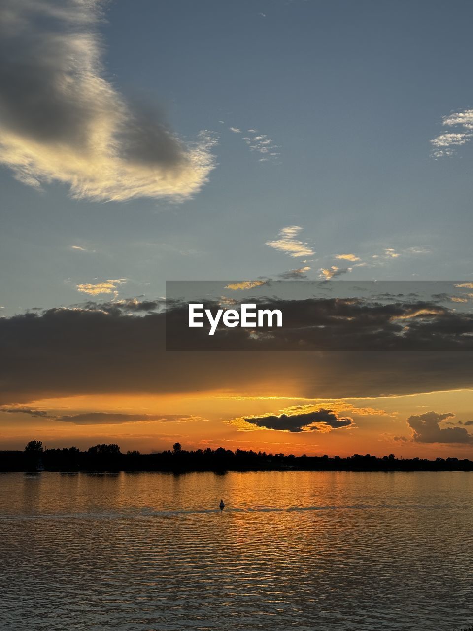 Scenic view of river against sky during sunset