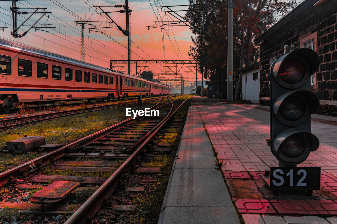 Train at railroad station platform