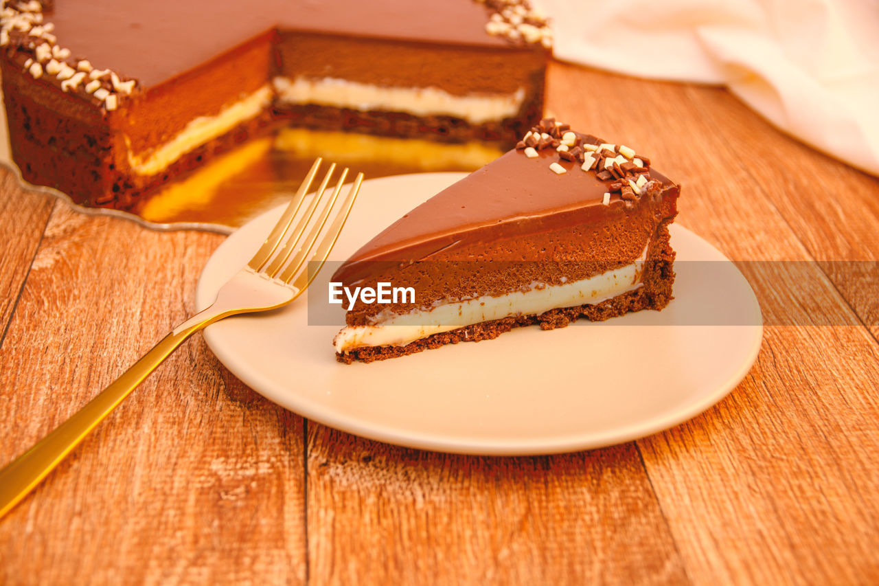 Close-up of dessert in plate on table