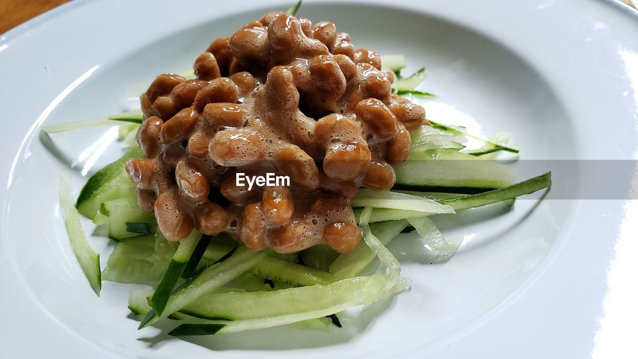 High angle view of meal served in plate