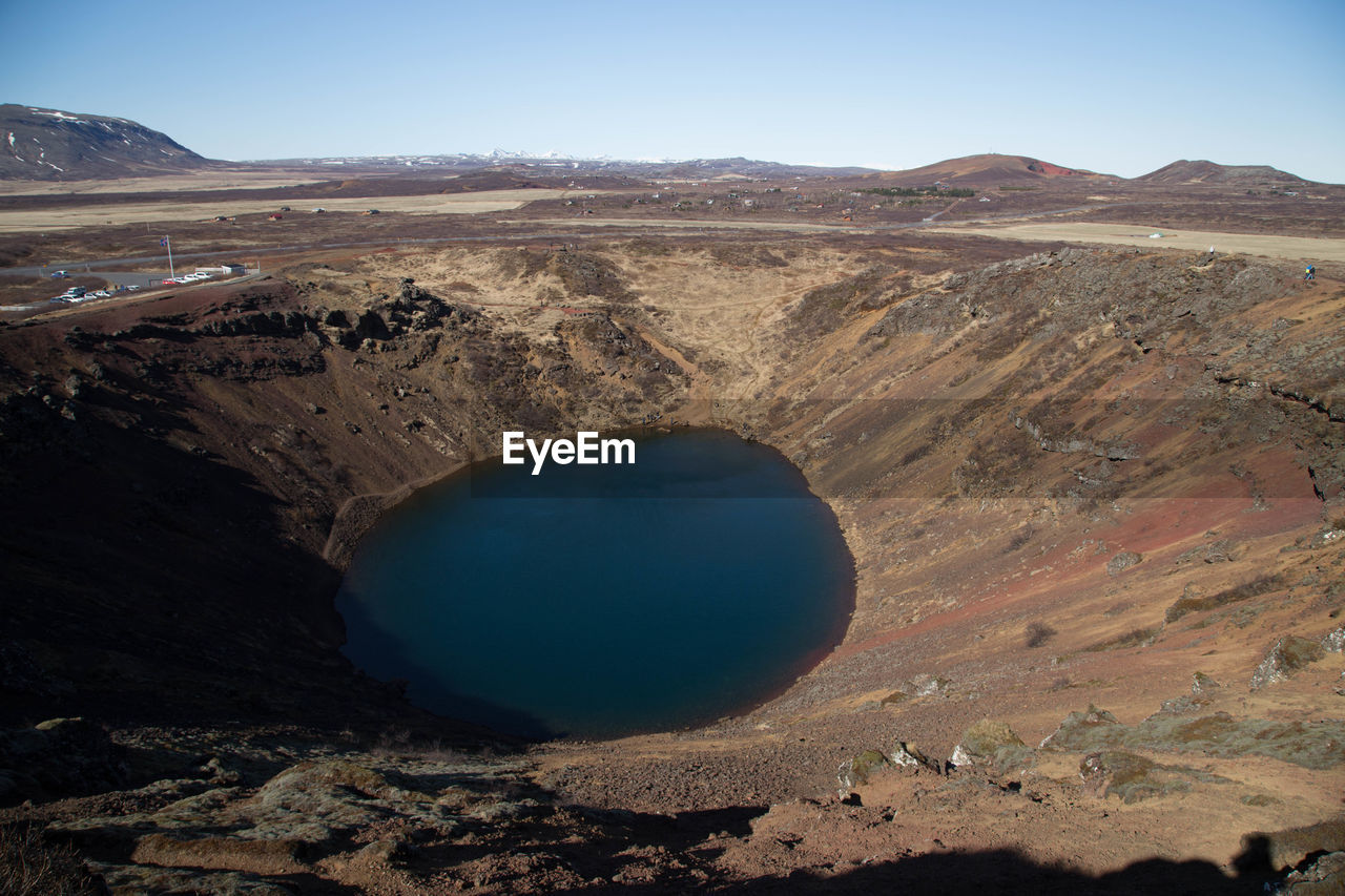 Scenic view of desert against clear sky