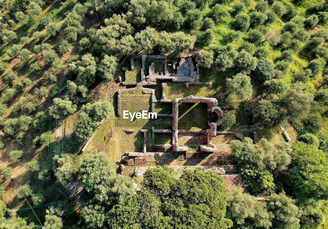 High angle view of archeological site