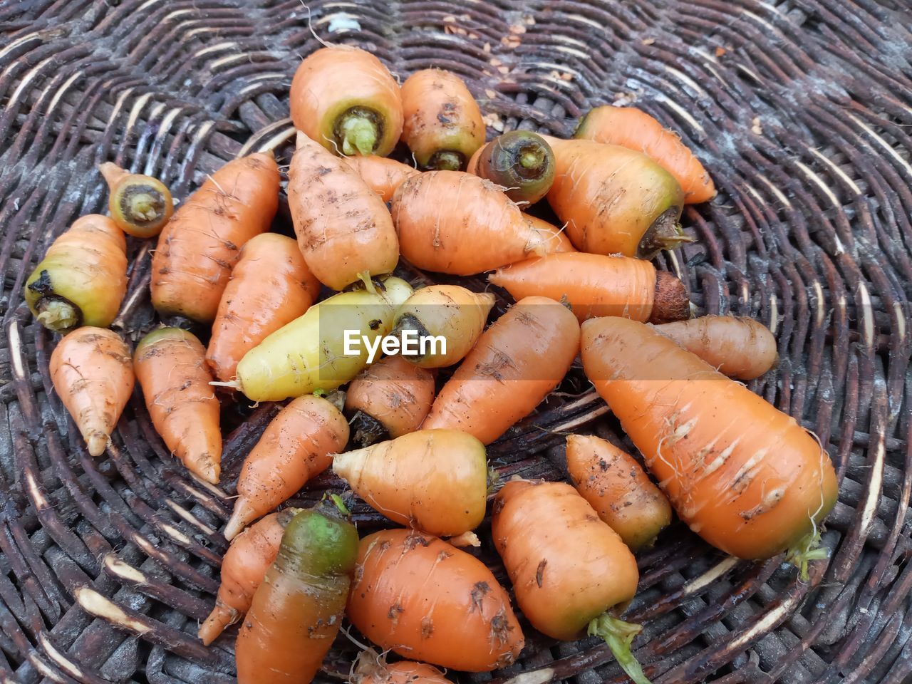 High angle view of vegetables in basket