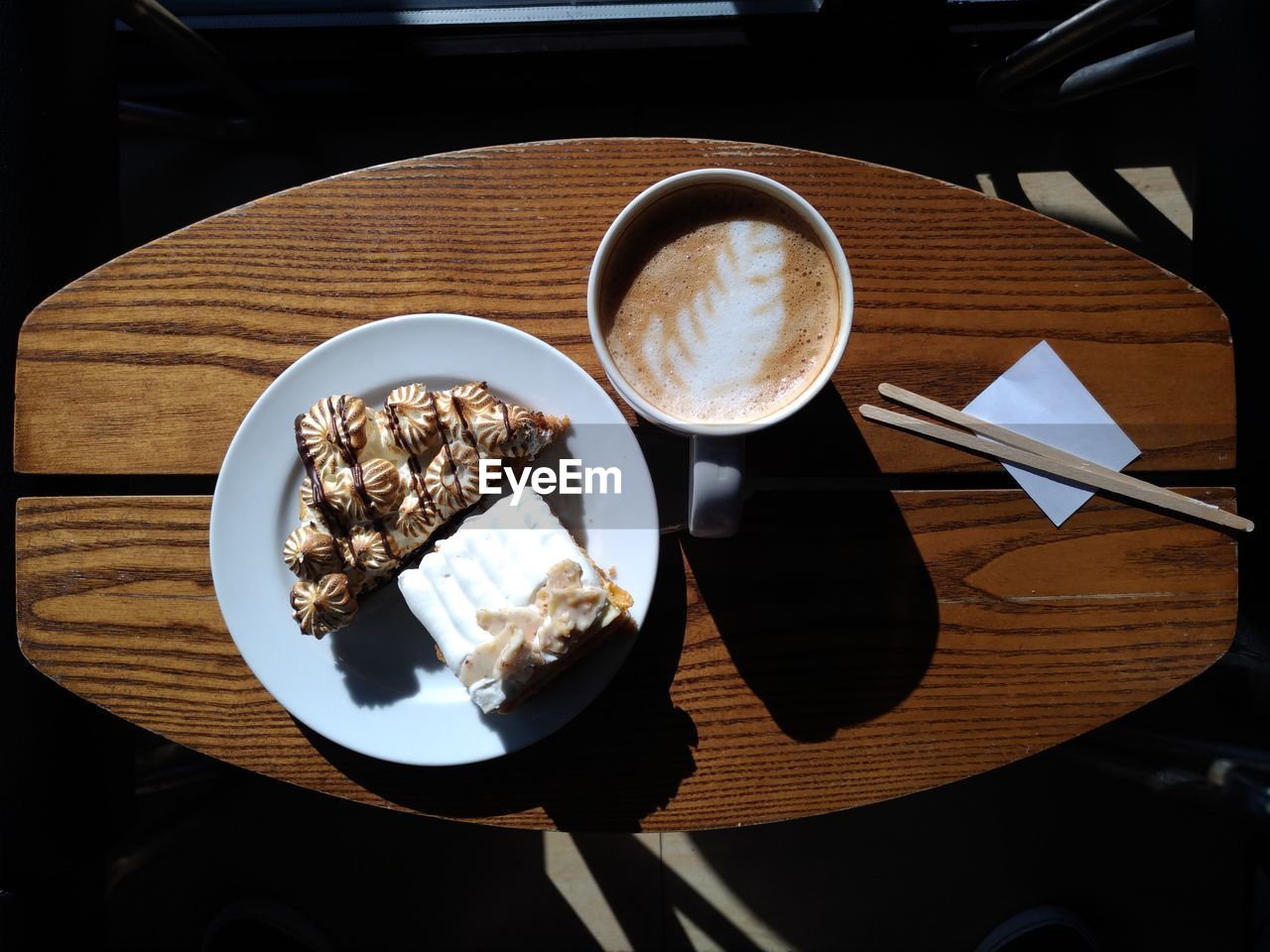 Directly above shot of breakfast on table