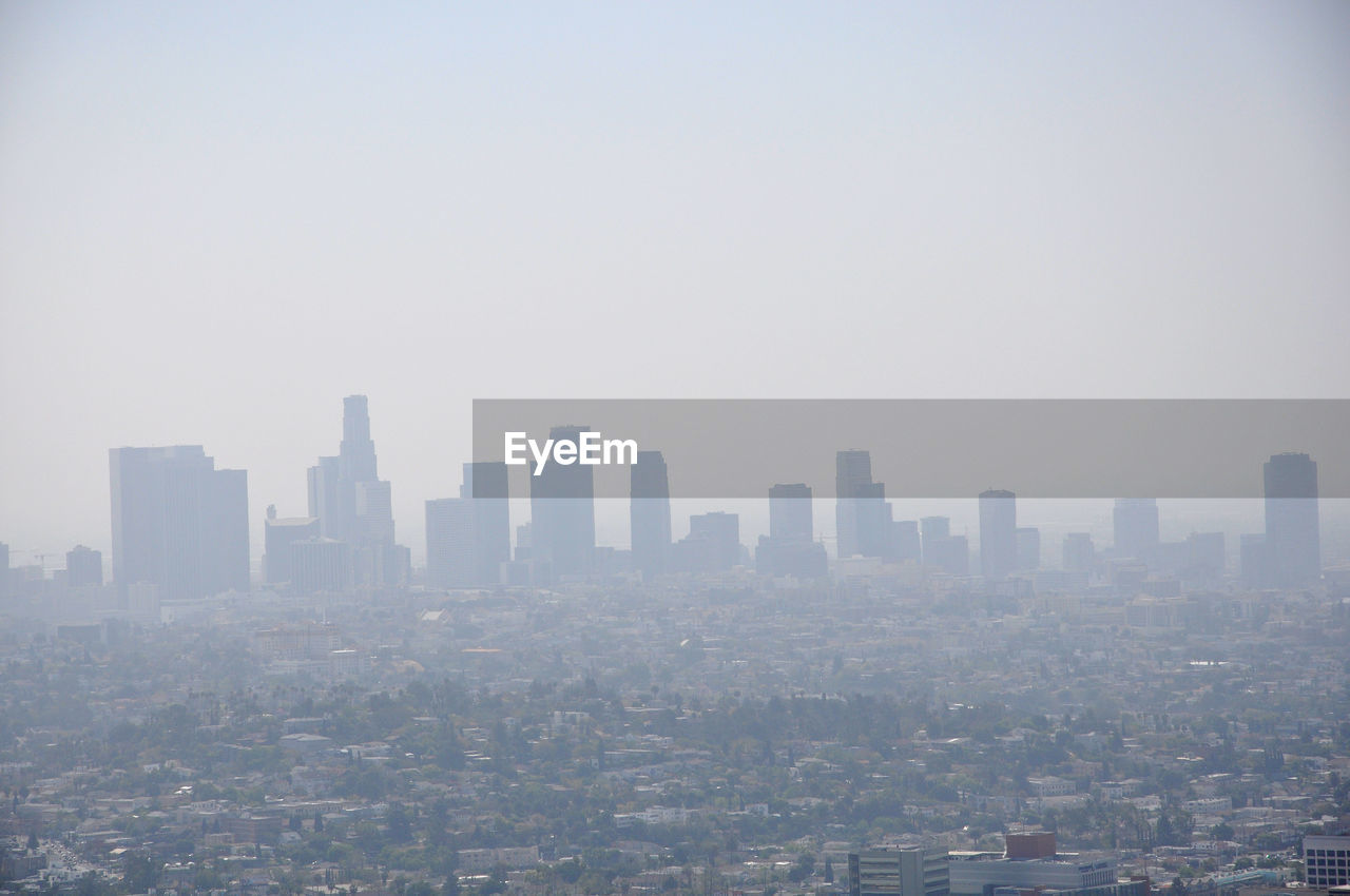 Cityscape against clear sky