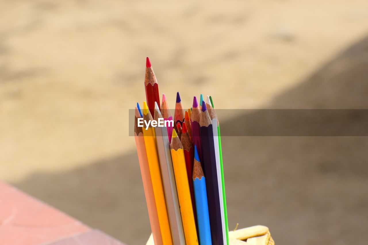 Close up shot of colourful pancil.