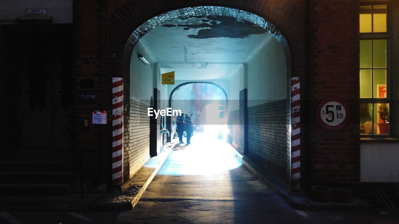 Narrow alley along buildings