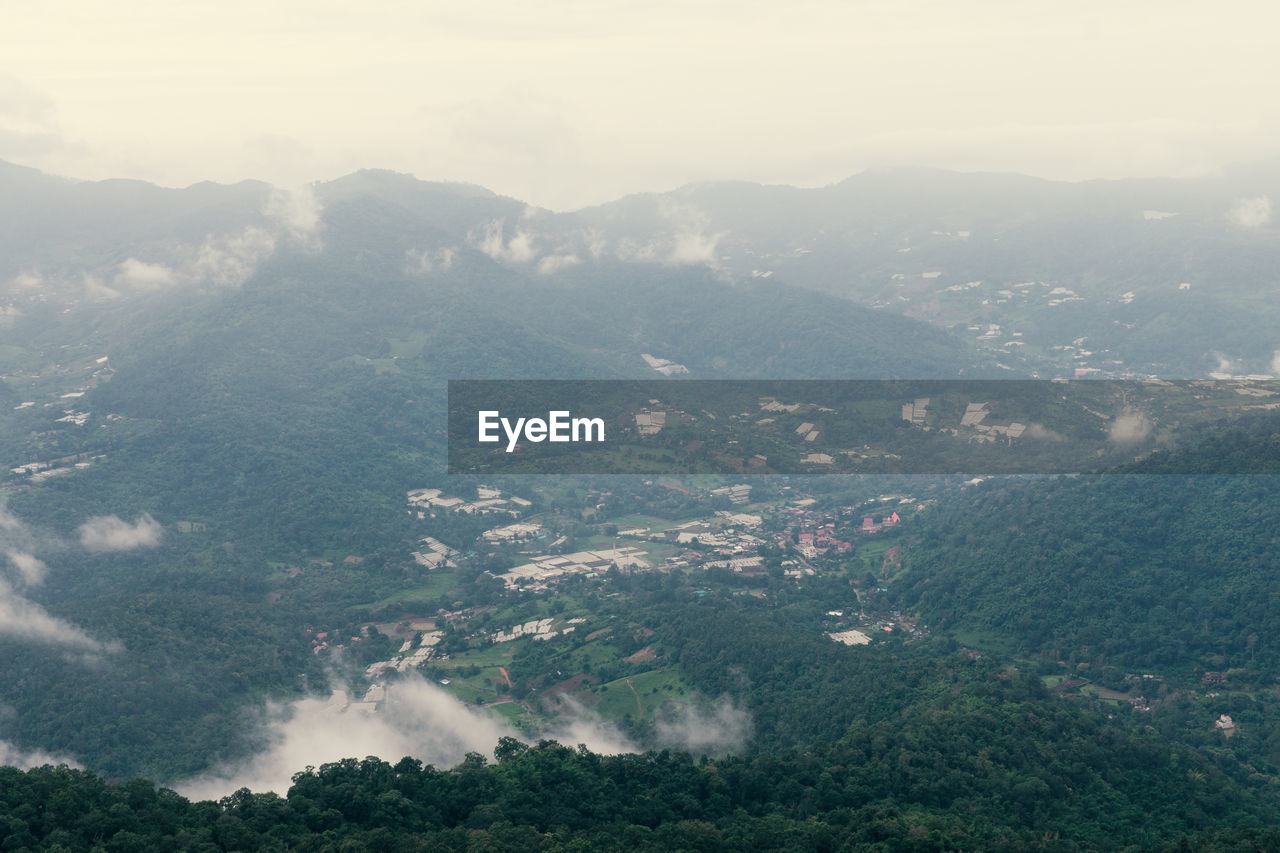 High angle view of landscape against sky