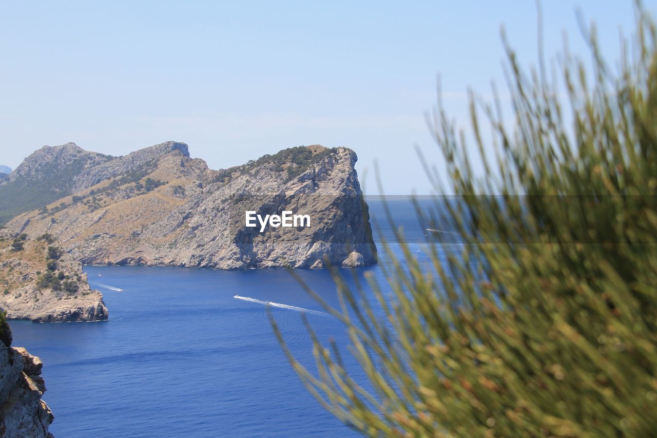 Scenic view of rock formation in sea