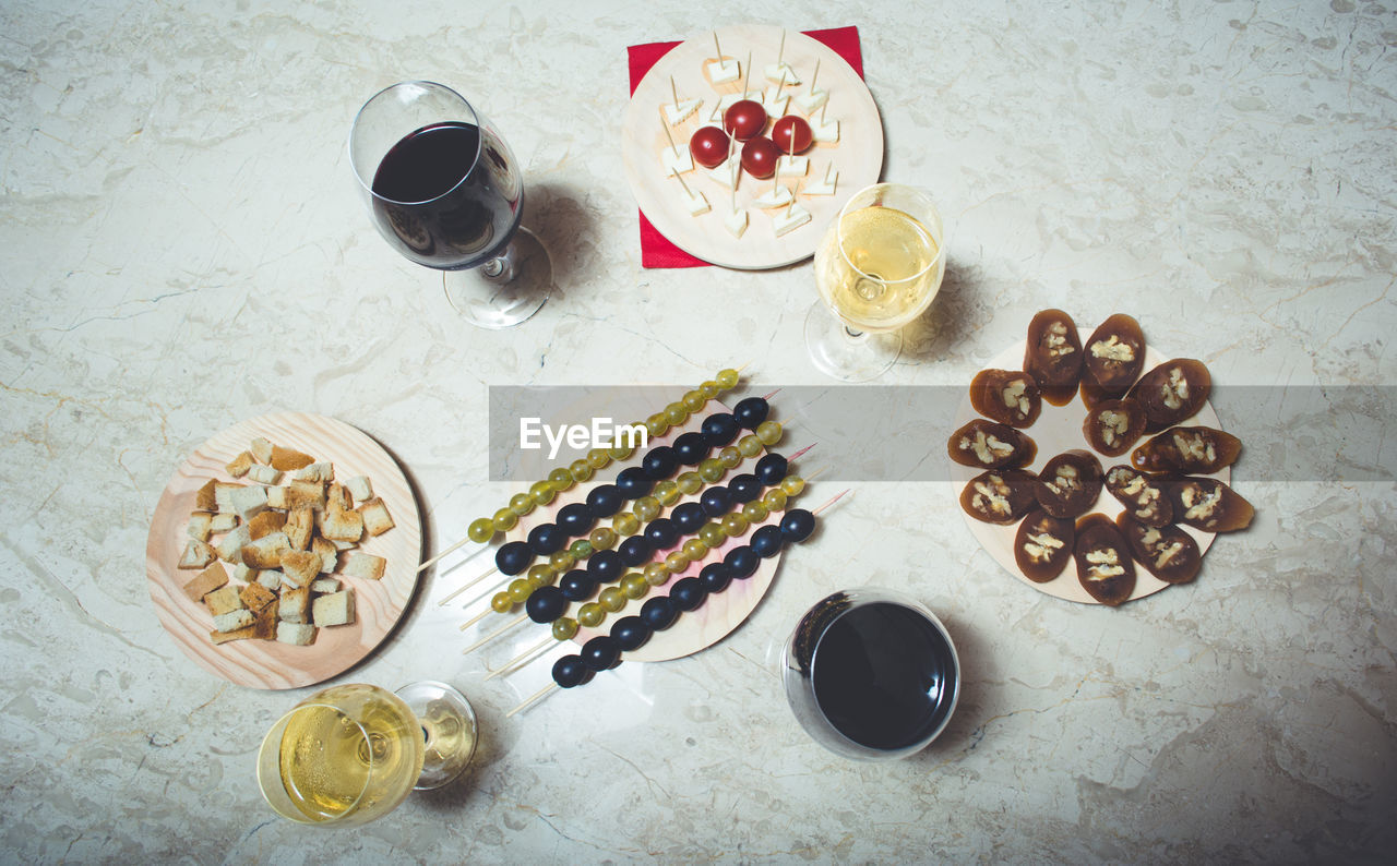 High angle view of food on table