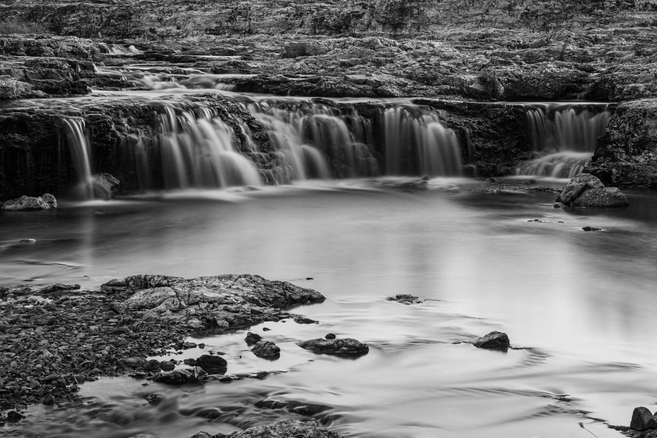 scenic view of waterfall in forest