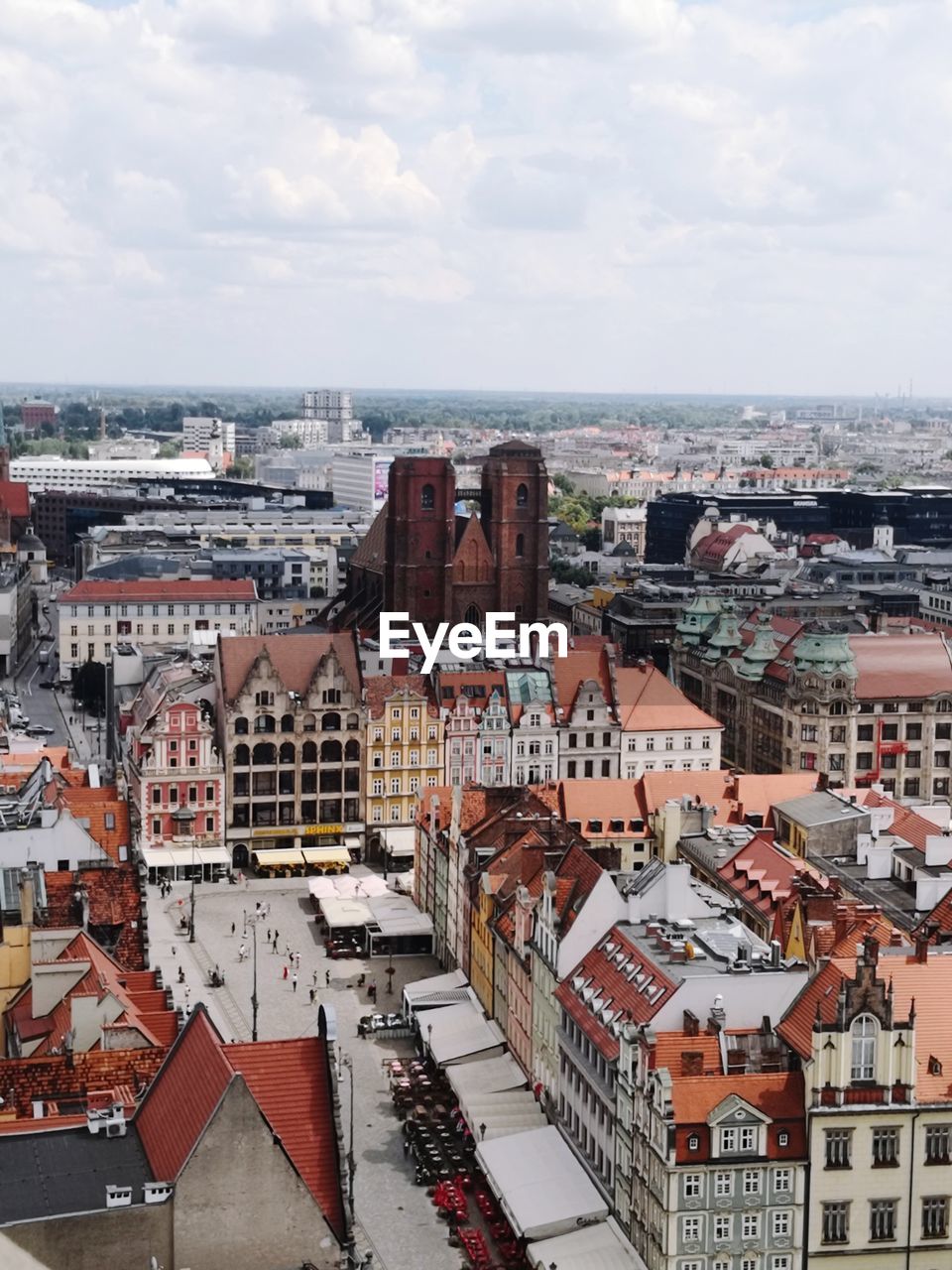 High angle view of townscape against sky