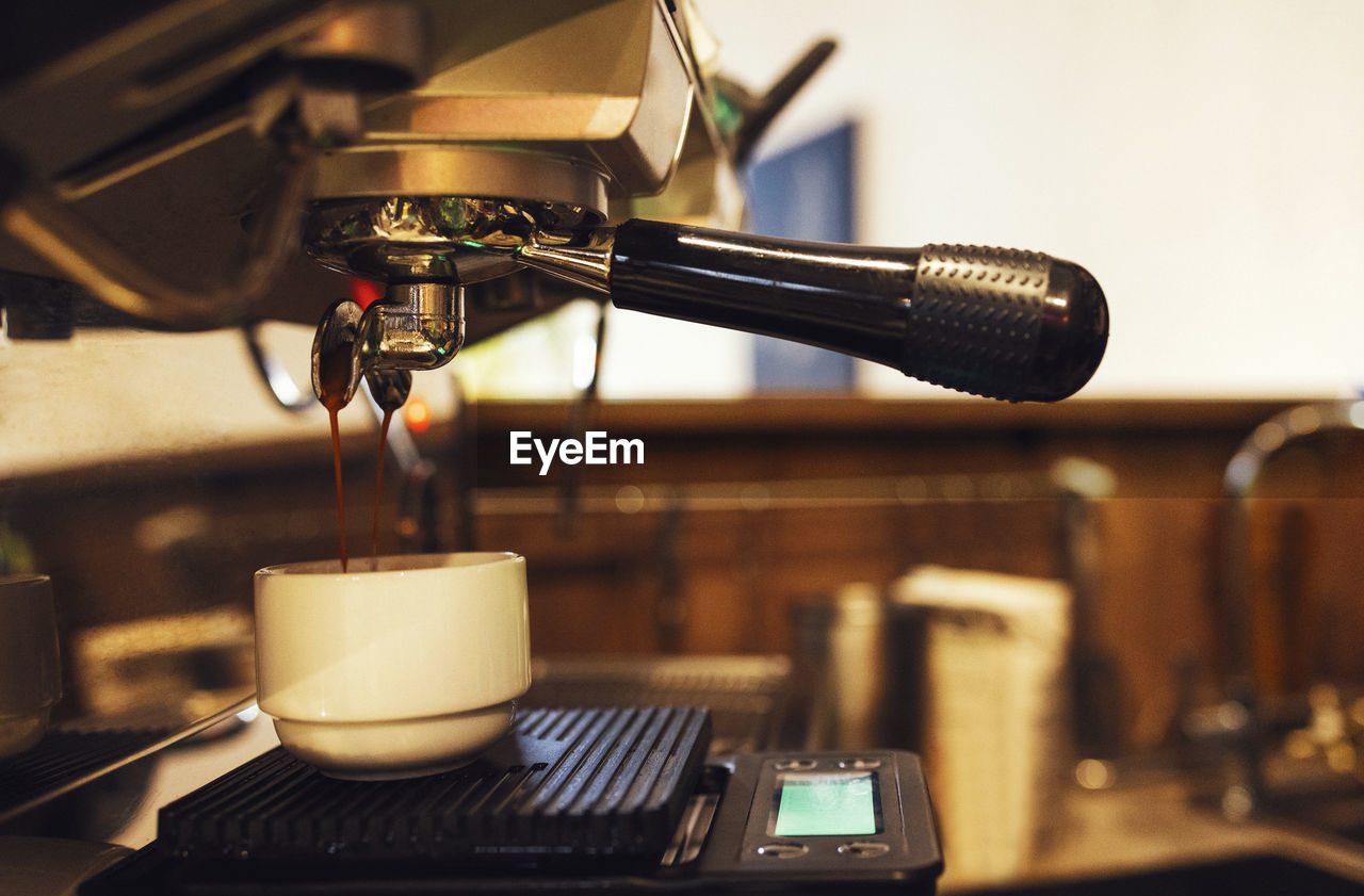 close-up of microphone in cafe