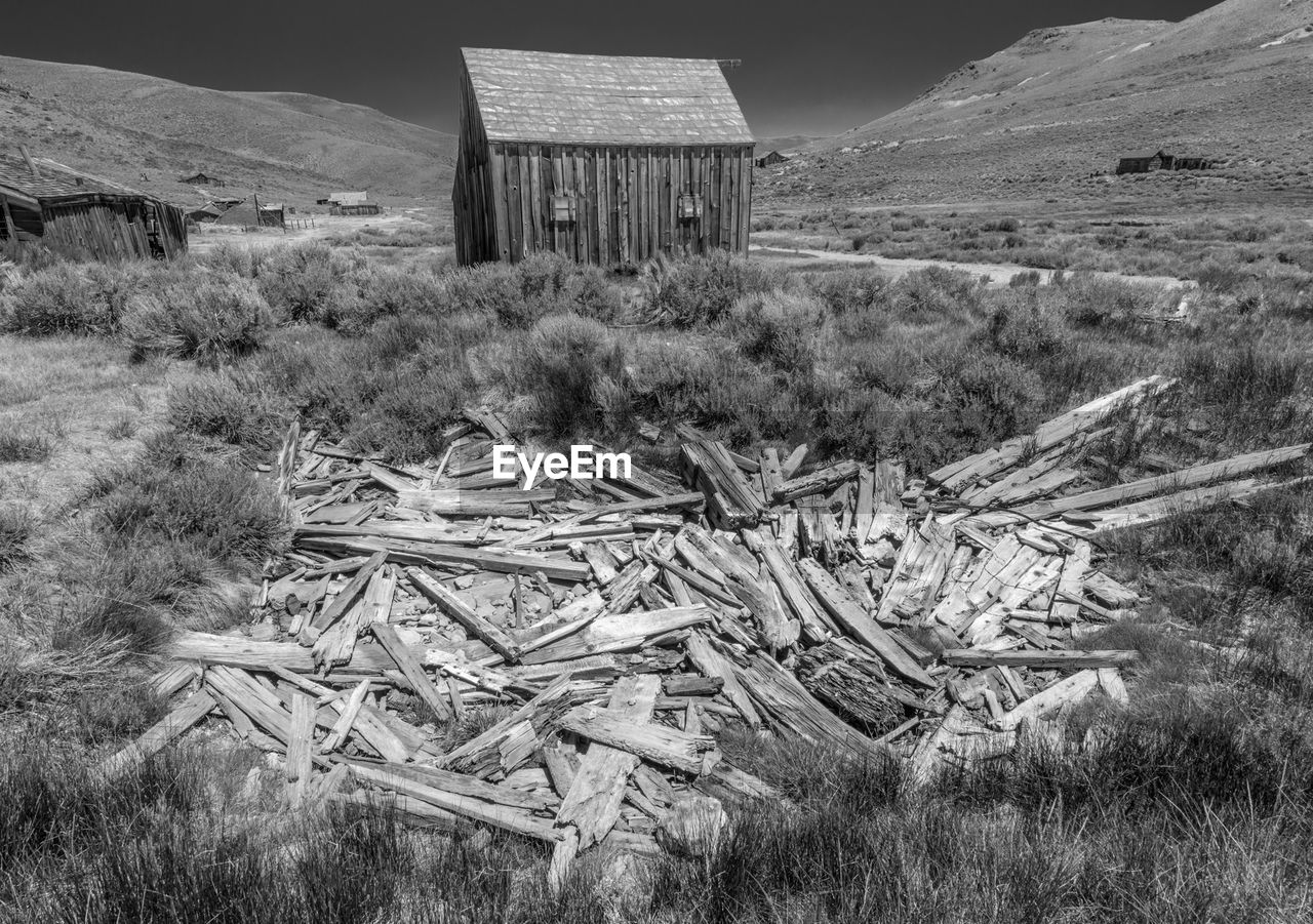 Old ruin on field