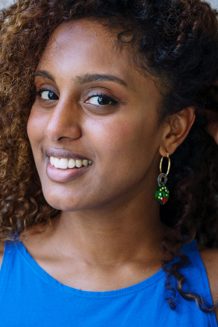 Portrait of a black woman with afro hair