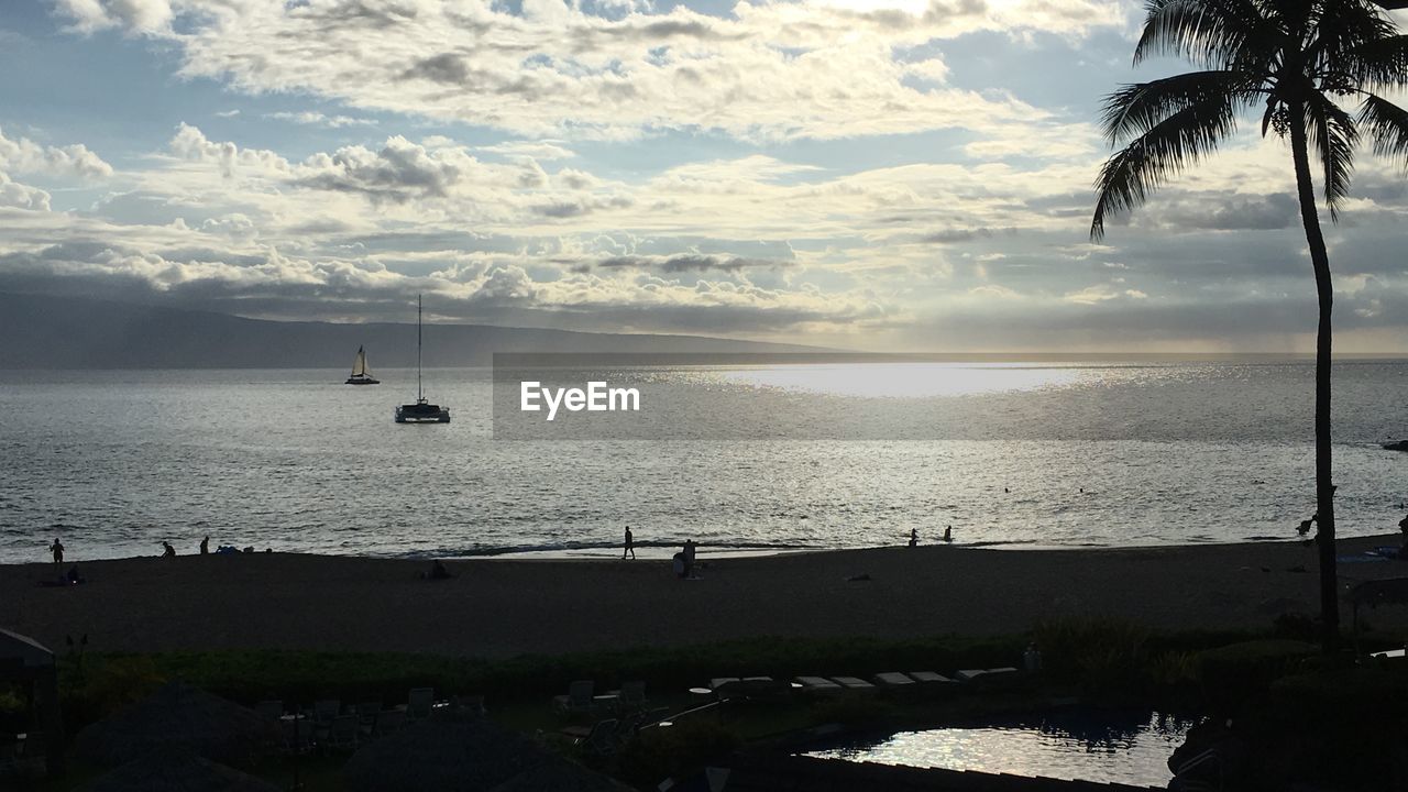 SCENIC VIEW OF SEA AGAINST SUNSET SKY