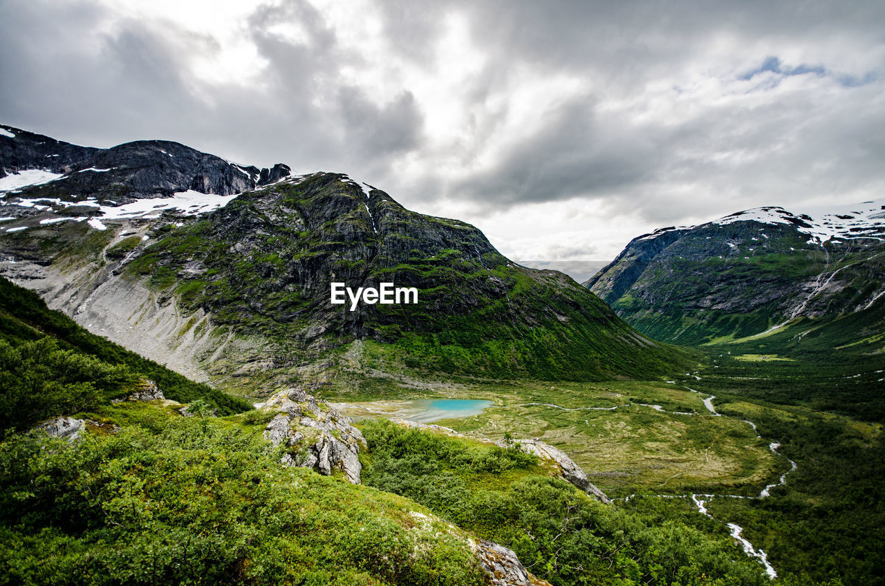 Scenic view of mountains against sky