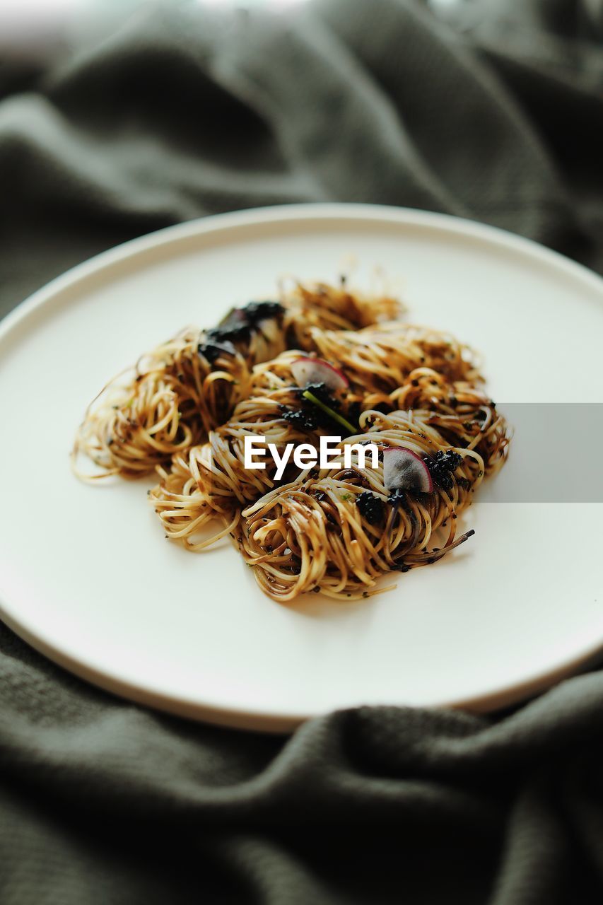 High angle view of meal served in plate