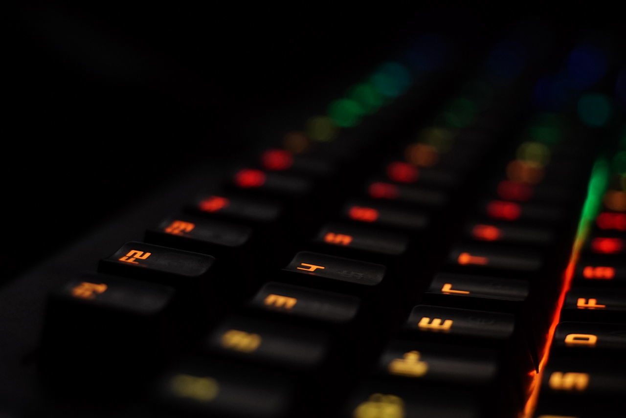 Close-up of illuminated keyboard