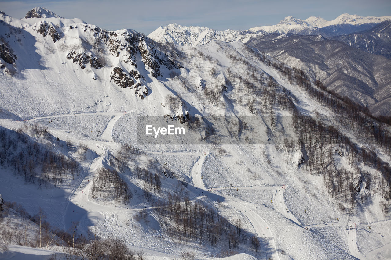 Scenic view of snowcapped mountains