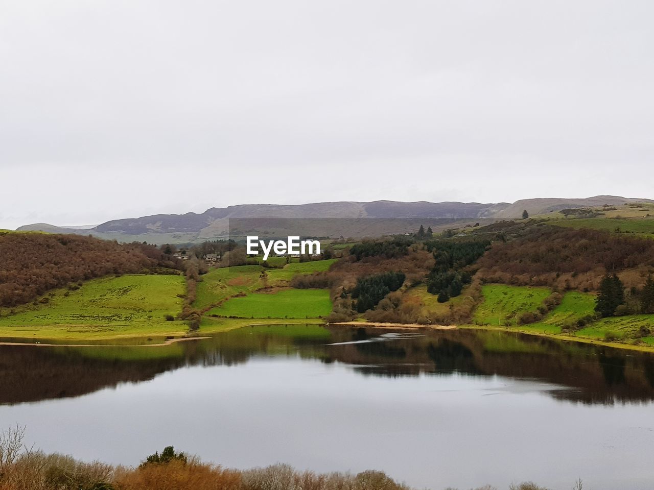 Scenic view of lake against sky