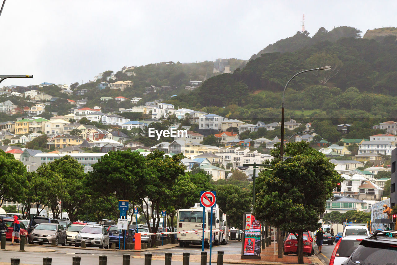 View of town in city