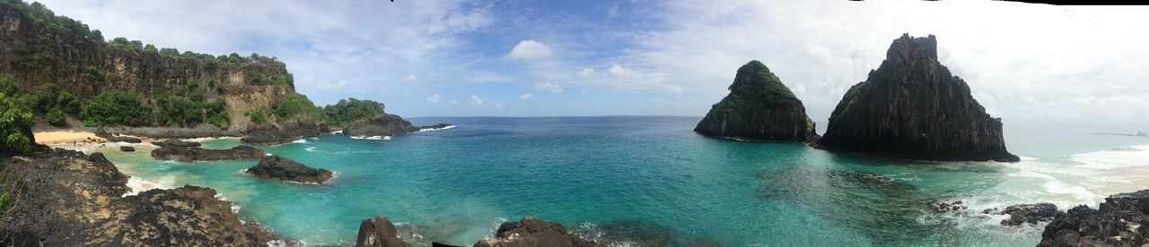 SCENIC VIEW OF SEA WITH ROCKS IN BACKGROUND