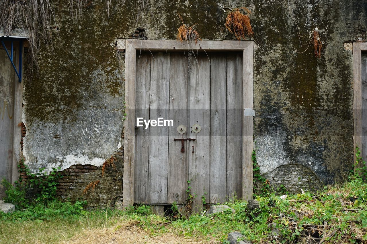 Closed door of old building