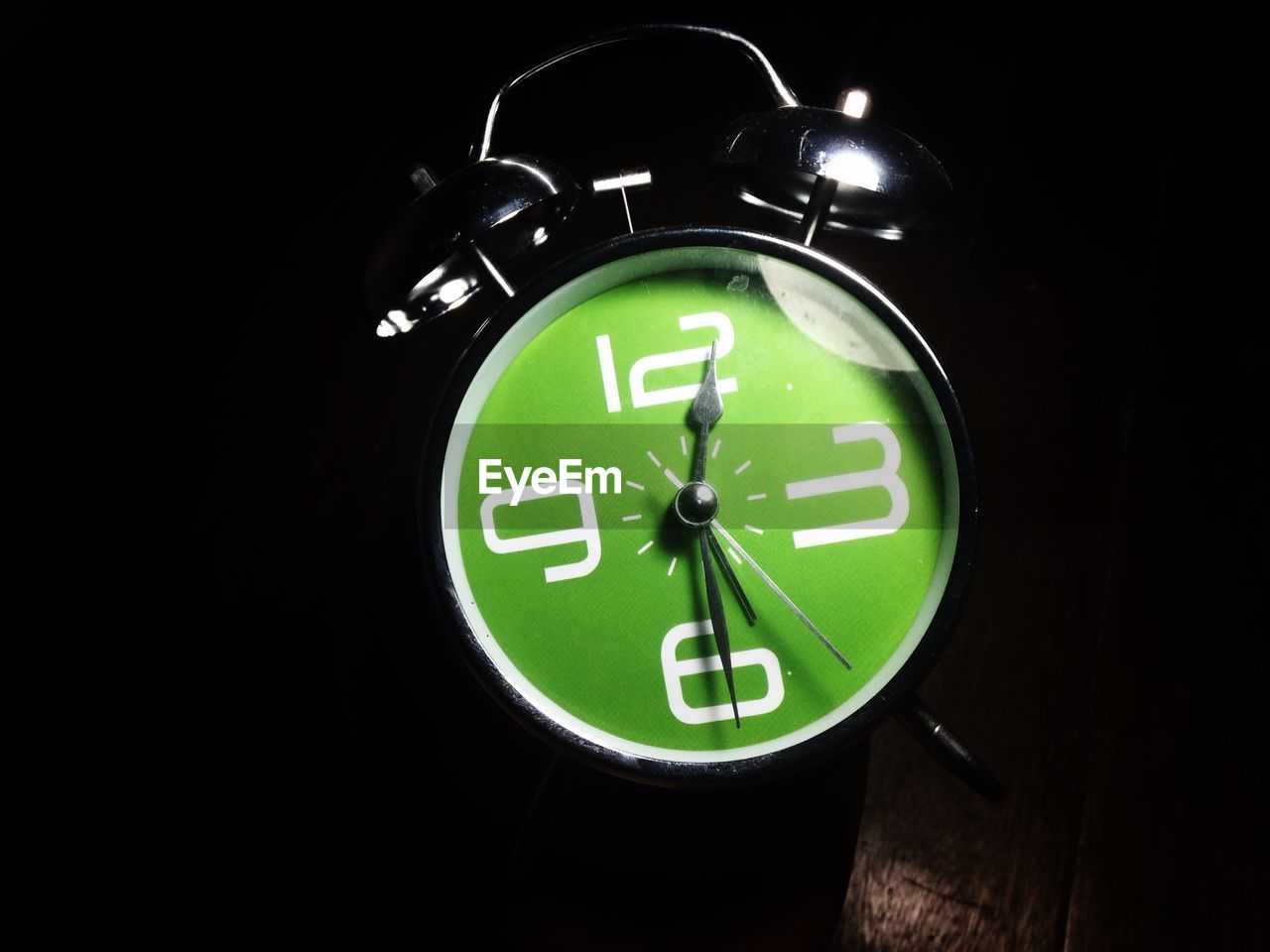 High angle view of alarm clock