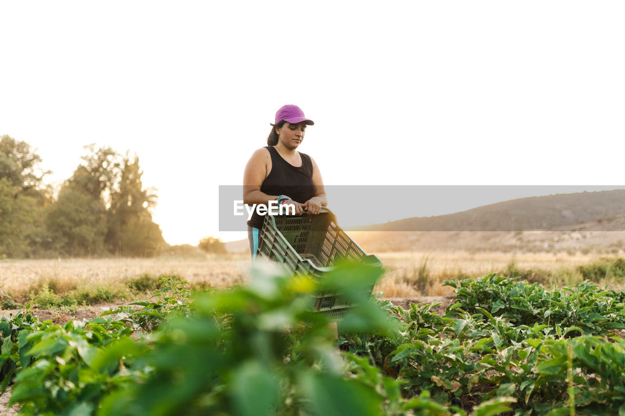 Woman working in farm
