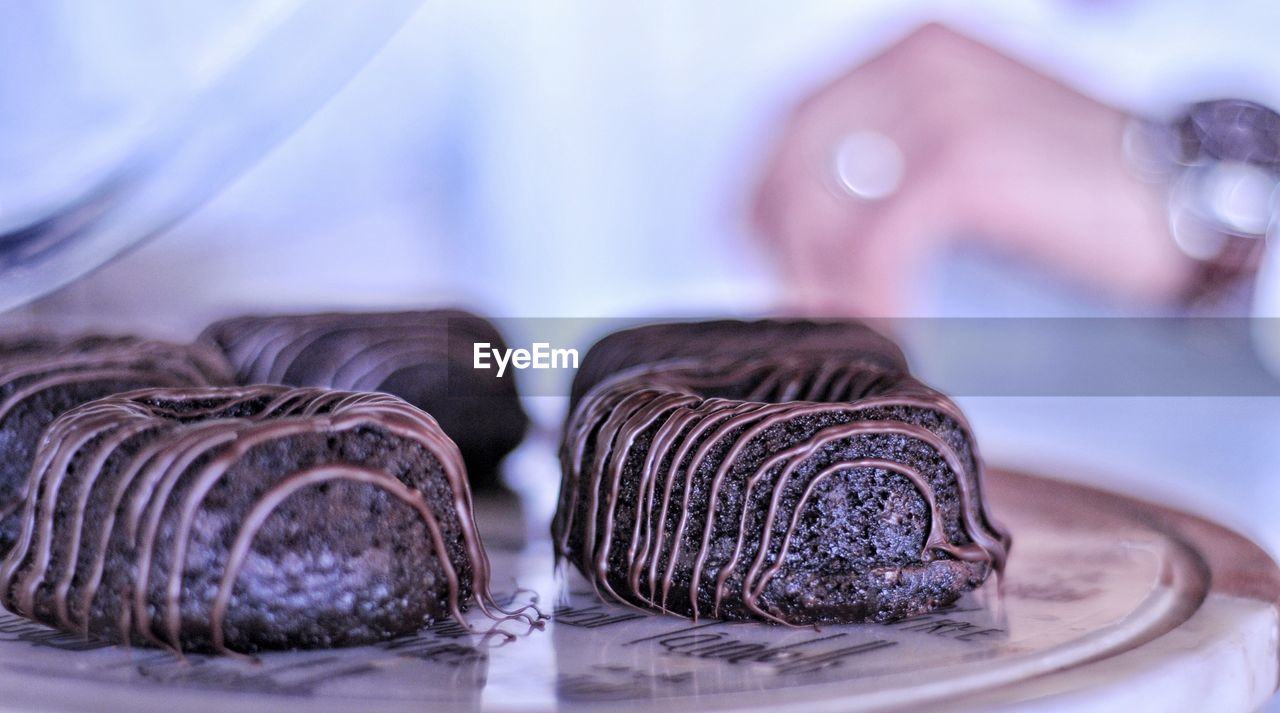 Close-up of gluten-free chocolate cupcakes at a restaurant on table