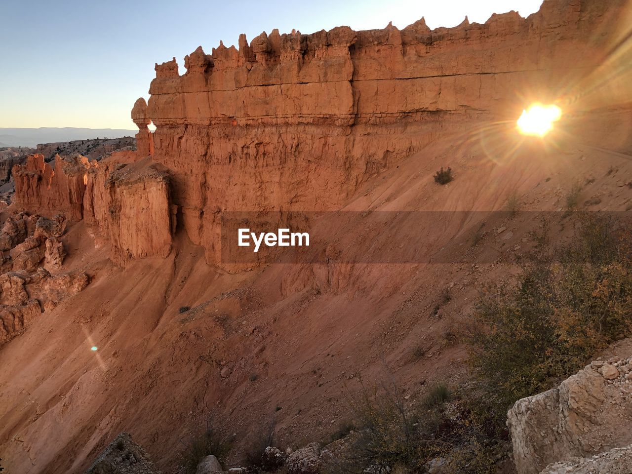 View of rock formations at sunrise