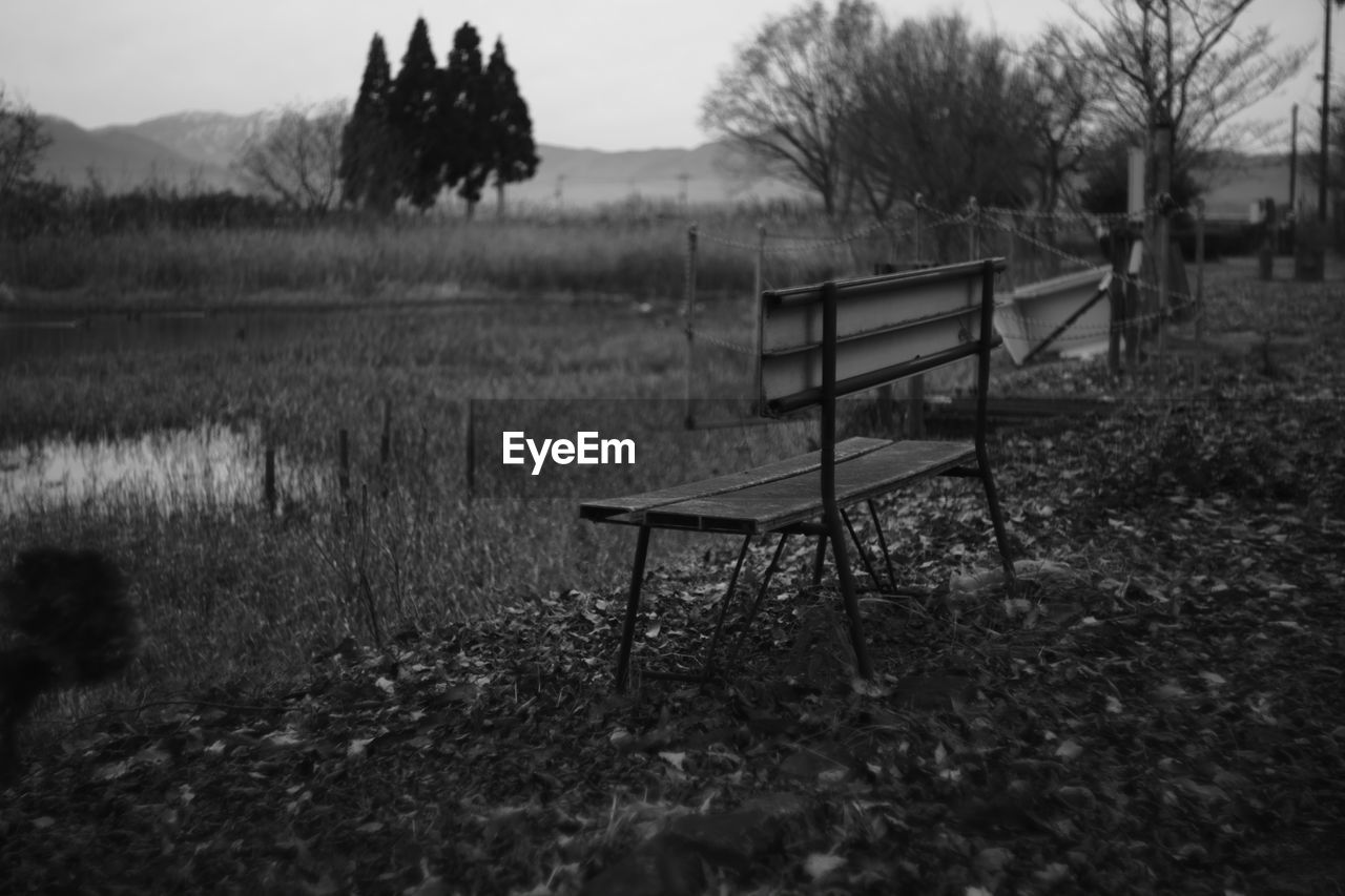 Empty bench at playground