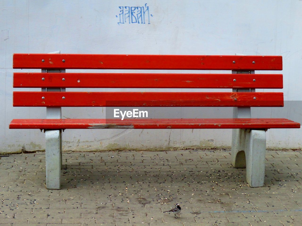 EMPTY BENCH BY WALL