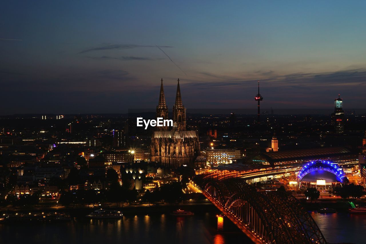 Illuminated city at night