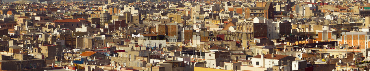 High angle view of buildings in city