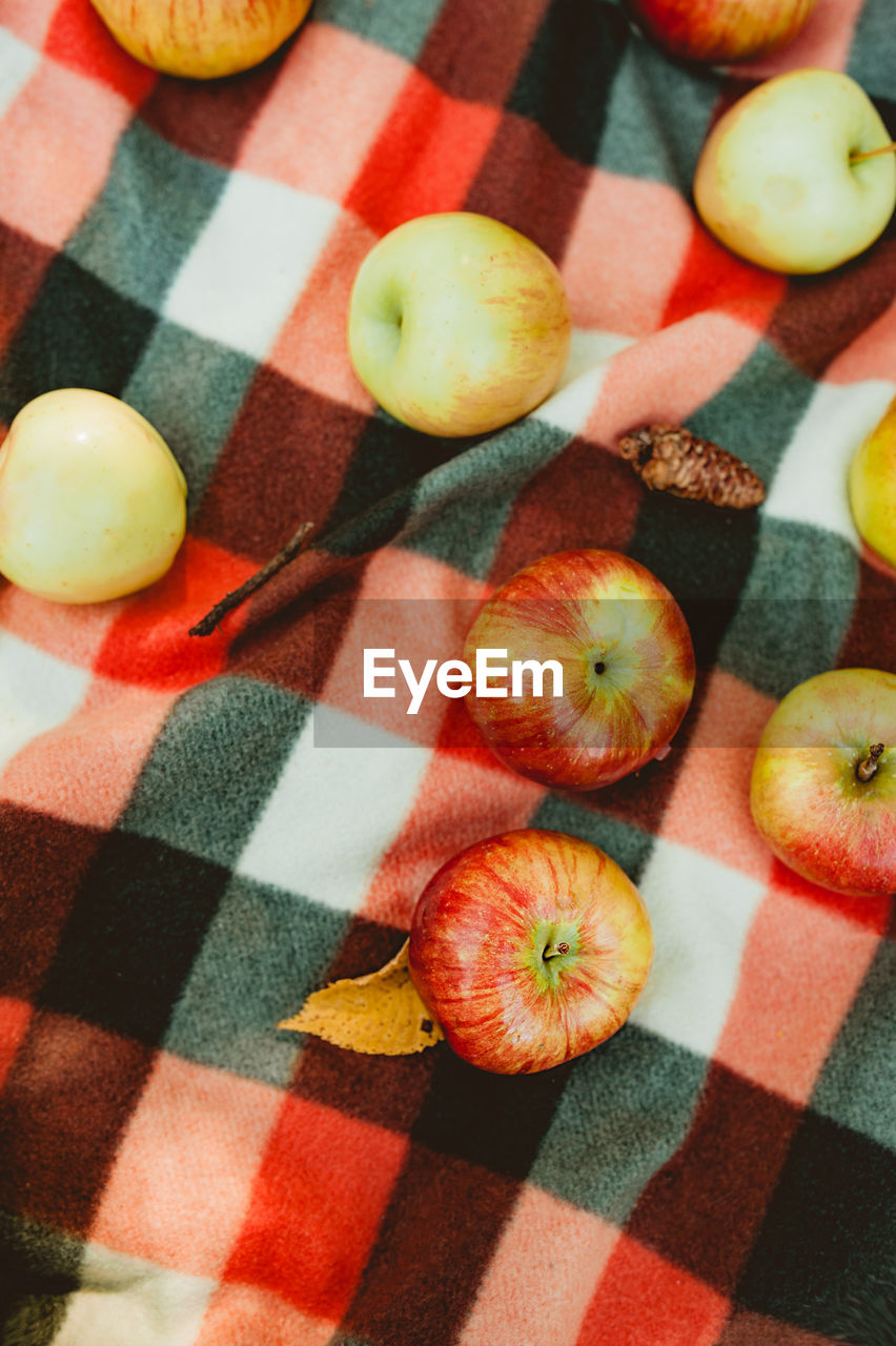 High angle view of fruits on table