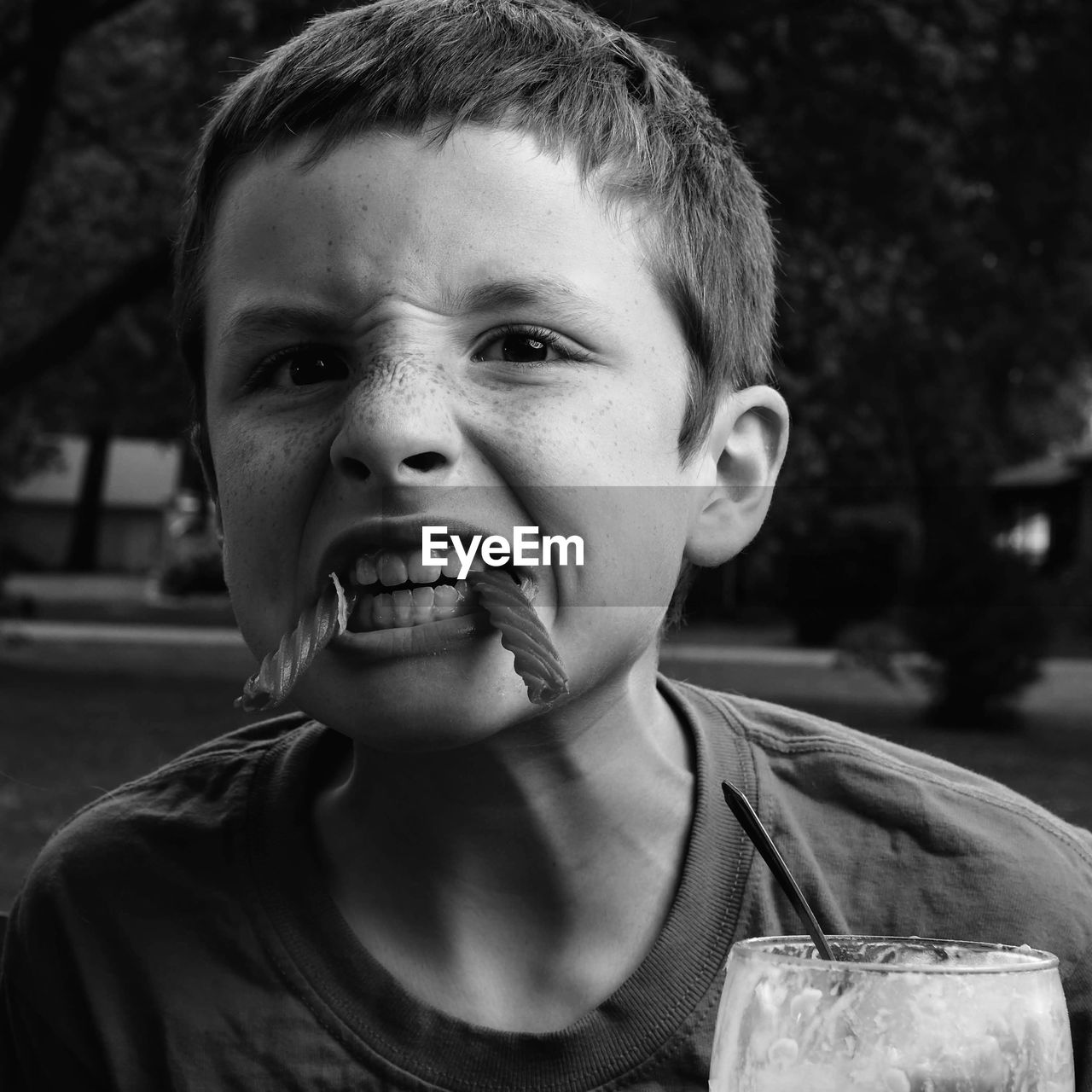 Close-up of boy eating food