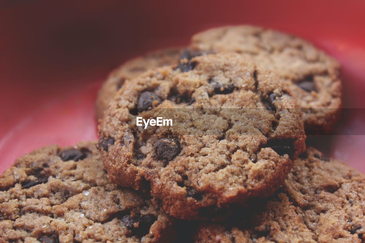 Close-up of chocolate chips in bowl